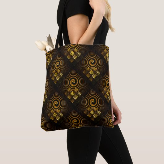 Tote Bag Or Moderne Bohème Élégant Motif d'Art Abstrait #50 (De près)