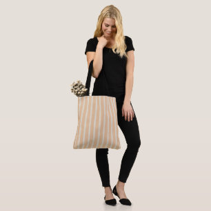 Tote Bag Or moderne et crème rayée sur toute impression
