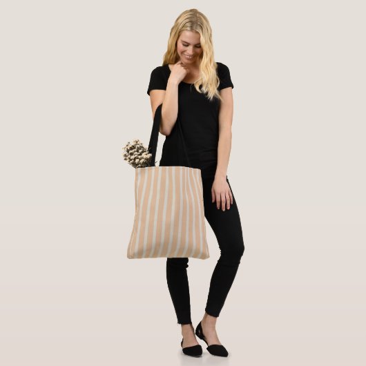 Tote Bag Or moderne et crème rayée sur toute impression (Sur le modèle)