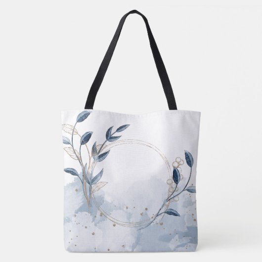 Tote Bag Or Moderne Fleur Initial Nom Monogramme (Dos)