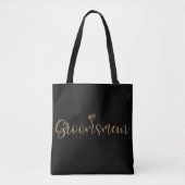 Tote Bag Or & Noir Typographie GROOMSMAN Moderne Minimalist (Devant)