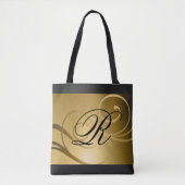 Tote Bag Or Ombre Swirl Design avec Monogramme (Devant)