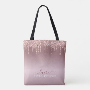 Tote Bag Or rose avec logo qui coule