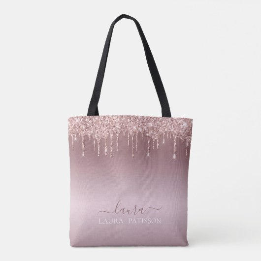 Tote Bag Or rose avec logo qui coule (Dos)