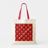 Tote Bag Or Rouge Diamant Tufé Cuir personnalisé Nom du tex (Dos)