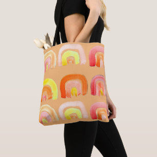 Tote Bag Orange arc-en-ciel art rétro mignon