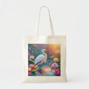 Tote Bag Orange Billed White Heron Imaginaire Bird