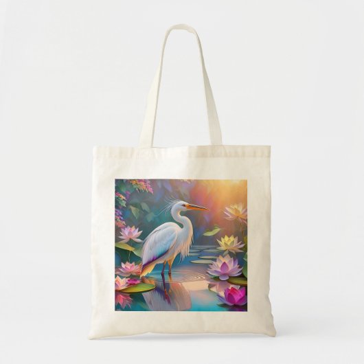Tote Bag Orange Billed White Heron Imaginaire Bird (Devant)