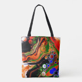Tote Bag Orange, Bleu, Vert, Black Digital Fluid Art (Dos)
