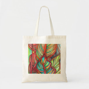 Tote Bag Orange Canna feuille aquarelle art original