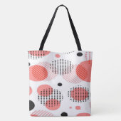 Tote Bag Orange Circles with Black Polka Dots pattern (Dos)