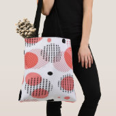 Tote Bag Orange Circles with Black Polka Dots pattern (De près)