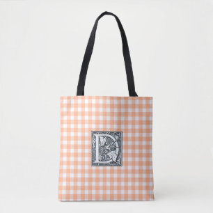 Tote Bag orange en vichy Fourre-tout