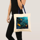 TOTE BAG ORANGE FISH BLUE OCEAN (Devant (produit))