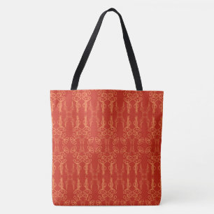 Tote Bag Orange floral chic sur la fleur rouge du pavot