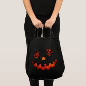 Tote Bag Orange folle de visage de citrouille de (Devant (produit))