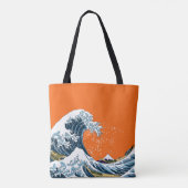 Tote Bag Orange Great Wave au large de Kanagawa Modern Pop (Dos)