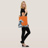 Tote Bag Orange Great Wave au large de Kanagawa Modern Pop (Sur le modèle)