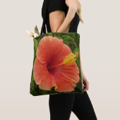 Tote Bag Orange Hibiscus Fleur Tropical Floral (De près)