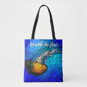 Tote Bag Orange Jellyfish Blue Ocean Aller avec le flux (Devant)