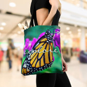 Tote Bag Orange Monarch Butterfly Explorer Script Moderne