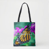 Tote Bag Orange Monarch Butterfly Explorer Script Moderne (Devant)