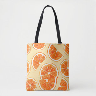 Tote Bag orange motif fruits, alimentation alimentation aqu