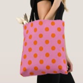 Tote Bag Orange On Rose Pois Design Motif