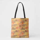Tote Bag Orange, Or, Rectangles Brown et cercles (Devant)