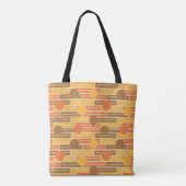Tote Bag Orange, Or, Rectangles Brown et cercles (Dos)