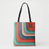 Tote Bag Orange personnalisé, Turquoise et bleu (Devant)
