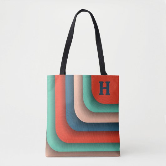 Tote Bag Orange personnalisé, Turquoise et bleu (Devant)