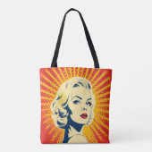 Tote Bag Orange Pop Art Blonde (Dos)