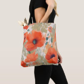Tote Bag Orange Poppy Meadow (De près)