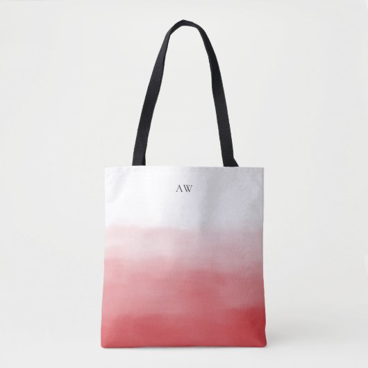 Tote Bag Orange Rouge Aquarelle Ombre Moderne Monogramme (Devant)