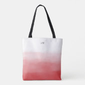 Tote Bag Orange Rouge Aquarelle Ombre Moderne Monogramme (Dos)