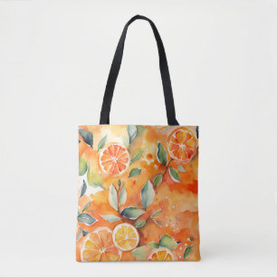 Tote Bag Orange Slices Aquarelle Frais Citrus Design