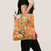 Tote Bag Orange Slices Aquarelle Frais Citrus Design (De près)