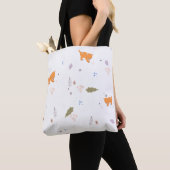 Tote Bag Orange Tabby et Motif Feuille (De près)