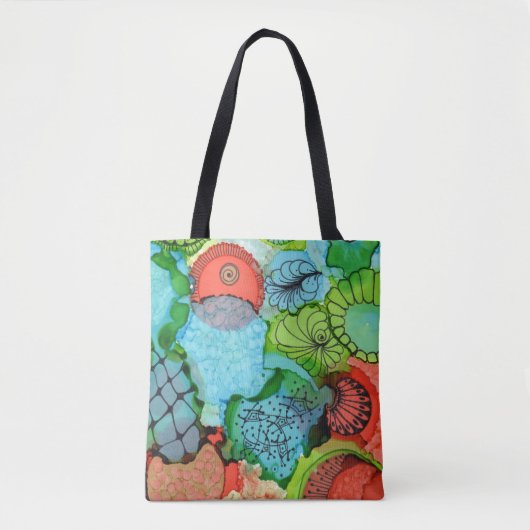 Tote Bag Orange/turquoise Fourre-tout abstrait (Devant)