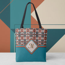 Orange, Turquoise, Inspiré Tribal Brown