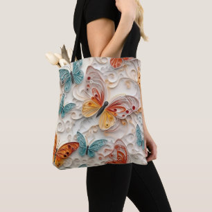 TOTE BAG ORANGE & TURQUOISE JOLIE BOUTEILLES D'ART DE QUILL