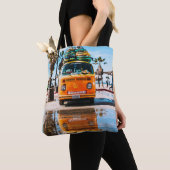 Tote Bag Orange van avec surf sur le dessus (De près)
