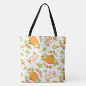 TOTE BAG ORANGE & VERT AUTOMNE TURQUIE & FLEURS (Devant)