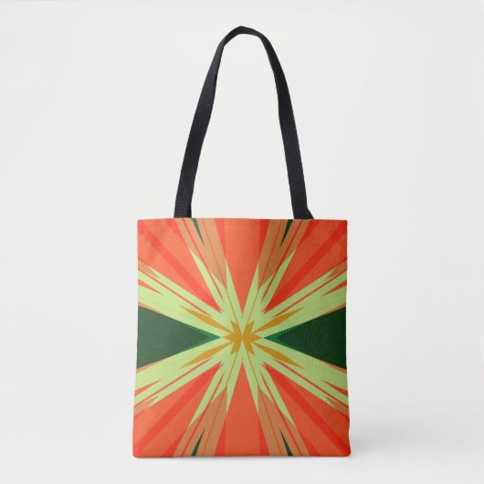 Tote Bag Orange Vert Jaune Automne Rustique Starburst Star (Devant)