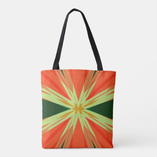 Tote Bag Orange Vert Jaune Automne Rustique Starburst Star (Dos)