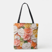 TOTE BAG ORANGE VERT JAUNE FLEURS BLANCHES (Dos)
