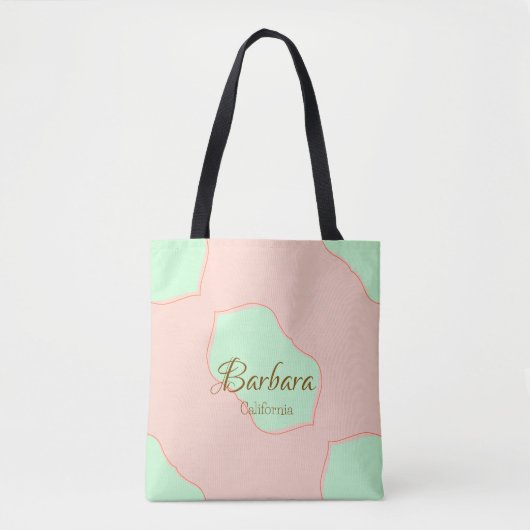 Tote Bag Orange vert pastel bohème ajouter nom lieu rustiqu (Devant)