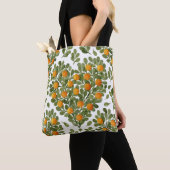 Tote Bag Oranges cardiaques : Branches vertes Amour. (De près)