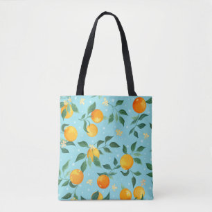Tote Bag Oranges, fleurs : textile sans couture motif.